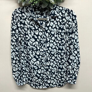 Banana Republic Long Sleeve Dillon Classic Fit Button Down Leopard Print XSP